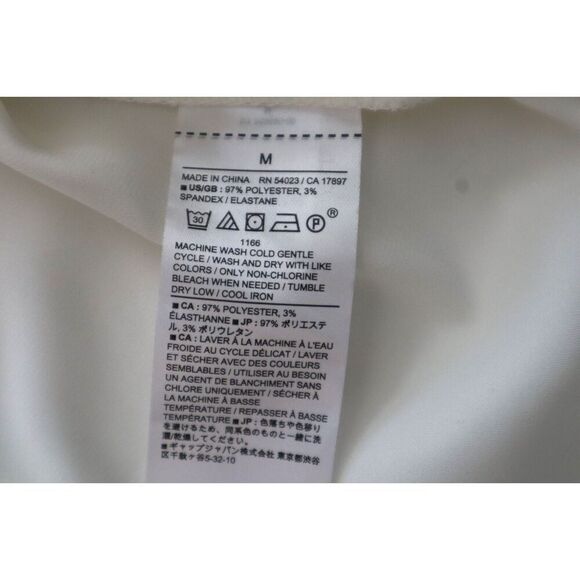 Banana Republic 762890 Women Sz M Snow Day/Ivory Satin Covered-Button Blouse - Picture 5 of 9